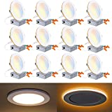 Hykolity 12 Pack 6 Inch LED Recessed Ceiling Light with Night Light, CRI90, 14W=100W, 1200lm, 2700K/3000K/3500K/4000K/5000K Selectable, Dimmable Recessed Lighting, Can-Killer Downlight, J-Box Included