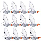 Hykolity 12 Pack 6 Inch Ultra-Thin LED Recessed Ceiling Light with Junction Box, CRI90, 14W=100W, 1100lm, 5000K Daylight White, Dimmable LED Downlight, Canless Recessed Lighting, ETL