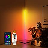 Lashahope Led Floor Lamp,RGB Color Changing Mood Lighting Corner Lamp with Bluetooth App and Remote Control, Music Sync/Timing/ Dimmable/Multi Lighting Modes Led Lamp for Living Room,Home Decoration