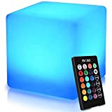 Mr.Go 16-inch 40cm Rechargeable LED Light Cube Stool Waterproof with Remote Control Magic RGB Color Changing Side Table Home Bedroom Patio Pool Party Mood Lamp Night Light Romantic Decorative Lighting