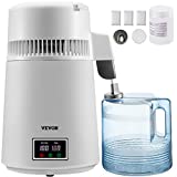 VEVOR Water Distiller, 1.1 Gal Distilled Water Maker, 4L Pure Water Distiller w/Dual Temperature Display, 750W Countertop Water Distiller, Distilled Water Machine for Home w/Plastic Container White