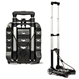 RMS Folding Luggage Cart - Lightweight Aluminum Collapsible and Portable Fold Up Dolly for Travel, Moving and Office Use (Black)