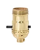 B&P Lamp® Brass Socket, Polished and Lacquered Finish, Push-Thru, On/Off Function, Uno Thread Shell
