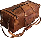Large Leather 32 Inch Luggage Handmade Duffel Bag Carryall Weekender Travel Overnight Gym Sports Carry On Duffel Bag For Men And Women (32 inch)
