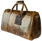 Handmade 30L Leather Duffle Bag | Top Grain Leather| TSA Approved Cabin Sized | Vintage Classic Style with Modern Outlook | Carry On Gifts for Men and Women (Brown, 20 inches)