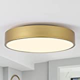 POLITAMP Modern Gold Flush Mount Ceiling Light Fixture,Contemporary 3-Light Ceiling Lights with White Acrylic Shade for Hallway Foyer Bedroom Living Room Kitchen(15.8')