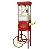 Great Northern Popcorn Red Matinee Movie 8 oz. Ounce Antique Popcorn Machine and Cart