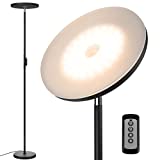 Floor Lamp,30W/2400LM Sky LED Modern Torchiere 3 Color Temperatures Super Bright Floor Lamps-Tall Standing Pole Light with Remote & Touch Control for Living Room,Bed Room,Office（Black）
