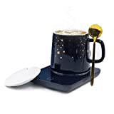 Misby Coffee Warmer with Mug Set, Beverage Cup Warmer for Desk Home Office Use, Auto Shut-Off Temperature Control Mug Warmer Plate 16 Watt Electric Cup Warmer for Cocoa,Tea, Water, Milk (Include Cup)