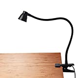 CeSunlight Clamp Desk Lamp, Clip on Reading Light, 3000-6500K Adjustable Color Temperature, 6 Illumination Modes, 10 Led Beads, AC Adapter and USB Cord Included (Black)