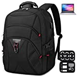 Laptop Backpack 17 Inch with Cable Organizers Large Travel Backpack TSA Friendly Waterproof Backpack for Men Women with USB Charging Port Work College Business Computer Bag for 17.3 Inch Laptop, Black