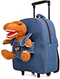 Naturally KIDS Dinosaur Backpack Dinosaur Toys for Kids 3-5 - Kids Suitcase w Wheels for Boys Girls - T Rex Toys for 3 4 5 6 7 Year Old Boys Birthday Gift Bag Dinosaur Stuffed Animals Rolling Backpack