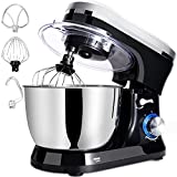 Stand Mixer, 4.5L 380W 8-Speed Tilt-Head Food Mixer, Kitchen Electric Mixer with Dough Hook, Wire Whip, Beater & Egg White Separator (Black)
