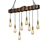 Flordeer Farmhouse Chandelier Rustic Pendant Lighting Industrial Wood Metal Vintage Ceiling Light Fixture 8 E26 Bulb Lights for Dining Table Kitchen Island Bar Retro Hanging Lamp 37.4 inches