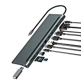 USB C Docking Station , 12 in 1 USB C Hub ,Triple Monitor Type C to 2 HDMI + VGA Adapter, Laptop Docking Station Extended Display Multiport USB 3.0 SD/TF Audio for Dell, Surface, HP, Lenovo Laptops
