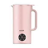 Soymilk Maker - 350mL Juicer Soy Milk Machine with Stainless Steel and Blade, Multi Cooker Mixer for Rice Cereal Boiling , US Plug 110V, Pink