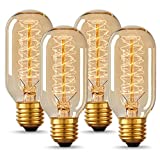 Edison Bulbs, DORESshop Vintage Edison Light Bulbs 40 Watt, Incandescent Light Bulbs, 110-130 Volts, E26/E27 Base Dimmable Decorative Antique Filament Light Bulbs, Amber Glass, Warm White, 4 Pack