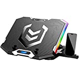 ICE COOREL Gaming Laptop Cooling Pad 15 -17.3 Inch, RGB Laptop Cooler Pad with 6 Cooling Fans, Laptop Cooling Stand with 6 Height Adjustable, Laptop Fan with LCD Screen, Two USB Ports, Phone Stand