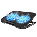 LIENS Laptop Cooling Pad with Adjustable Height Two 5.1 Inches Fan 2 USB Ports Suitable for 12'-15.6' Laptops（Black）