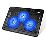 havit HV-F2056 15.6'-17' Laptop Cooler Cooling Pad - Slim Portable USB Powered (3 Fans), Black/Blue