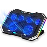 SOUNDANCE Laptop Cooling Pad with 6 Quiet Fans, Laptop Cooler Adjustable Height Prevent Overheating, with RGB Lights, Dual USB Ports, Metal Panel, Suit for All Gaming Laptop Up to 17.3”, Black