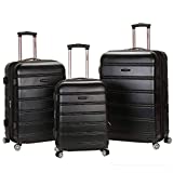 Rockland Melbourne Hardside Expandable Spinner Wheel Luggage, Black, 3-Piece Set (20/24/28)