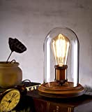 Surpars House Farmhouse Table Lamp, Vintage Desk Decor with Glass Shade, Edison Bulb Included