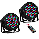 36 LED Stage Lights RGB DJ LED Par Light Remote & DMX Controlled Sound Activated Auto Play Uplights for Wedding Birthday Christmas Holiday Music Show Dance Party Stage Lighting-2 Pack