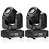 U`King Stage Lights Moving Head Lights 8 Gobos 8 Colors 11 Channels 25W Spotlights DMX 512 with Sound Activated for Wedding DJ Party Stage Lighting 2PCS