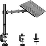 HUANUO Laptop/ Notebook Desk Mount Stand with Tray up to 17 inch - Height Adjustable Monitor Laptop Arm Mount with C Clamp, VESA 75X75 and 100X100 for Monitor 15-32 inch
