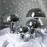 Ulbek Mushroom Disco Ball, Mushroom Mirror Glitter Disco Ball for Home Decorations, Disco Ball No Lamps, Silver Disco Ball, Creative Disco Ball Mushroom Shape Party Stage Props-Silver||S+L