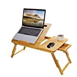 Laptop Bed Tray Multi Tasking Bamboo Lap Desk, Folding TV Tray Table, Smartphone Tablet Lap Tray for Homework Study Reading Eating Food Tray Table
