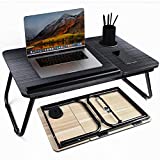 Laptop Desk, Bed Tray Table with Cup Holder, Portable Home Working Lap Desk, Angle Adjustable Laptop Stand, Multi Tasking Folding Computer Desk for Sofa Couch Floor, Writing Eating Reading Surfing