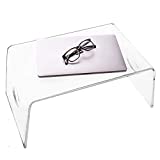 Acrylic Bed Tray with handles (21” x 12” x 9”) - Clear Laptop Stand for Home Office, Lightweight Portable Lap Desk for Eating, Reading or Writing, Mobile Table for Bed & Couch/Sofa
