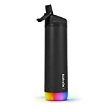 Hidrate Spark PRO Smart Water Bottle - Tracks Water Intake & Glows to Remind You to Stay Hydrated - Straw Lid, Steel, 21 oz, Black