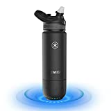 ICEWATER 3-in-1 Insulated Smart Water Bottle(Glows to Remind You to Stay Hydrated)+Portable Speaker+ Dancing Lights, 20 oz,Stay Hydrated ,Enjoy Music,Great Gift (Black)