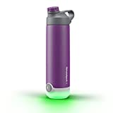 HidrateSpark TAP Smart Water Bottle, Stainless Steel, Tap to Track Water Intake & Glows to Remind You to Stay Hydrated - Chug Lid - Wildberry