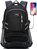 Backpack Bookbag for School College Laptop Travel Student ,Fit Laptop Up to 15.6 inch Multi Compartment with USB Charging Port Anti theft, Gift for Men Women (Black)