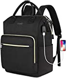15 Laptop Backpack for Women, Anti-Theft Business Travel Backpack with USB Charging Port, Water Resistant Slim College School Computer Bag for Girls Boys Men, Black