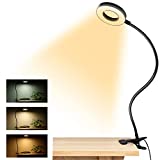 Clip on Light Reading Lights , 48 LED USB Desk Lamp with 3 Color Modes 10 Brightness, Eye Protection Book Clamp Light , 360 ° Flexible Gooseneck Clamp Lamp for Desk Headboard and Video Conferencing