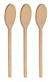 12 Inch Long Wooden Spoons for Cooking - Oval Wood Mixing Spoons for Baking, Cooking, Stirring - Sauce Spoons Made of Natural Beechwood - Set of 3