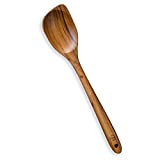 FAAY 13.5' Corner Spoon, Right Hand Scraper, Wooden Spoons for Cooking Handcraft from High Moist Resistance Golden Teak Wood | Durable, Healthy, Ergonomic Handle for Non Stick Cookware