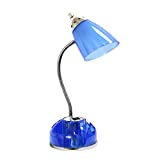 Limelights LD1015-CBL Flossy Organizer Desk Lamp with Charging Outlet Lazy Susan Base, 18.50 x 6.40 x 6.40 inches, Clear Blue