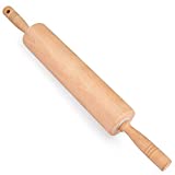 Classic Rolling Pin for Baking 18'' Long - Gifbera Beech Wood Dough Roller Pin with Handles for Bread Pastry Pizza Fondant Pie Crust