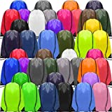 100 Pieces Drawstring Backpack Bulk Sports Drawstring Bags Gym Cinch Bag Polyester Drawstring Bag for Kids Men Women (25 Colors)