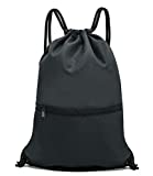 HOLYLUCK Men & Women Sport Gym Sack Drawstring Backpack Bag - Black