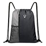 BeeGreem Grey Sport Bag Backpack Drawstring For Men Women Gym Backpack With Water Bottle Mesh Pockets And Two Zipper Pockets