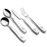 Special Supplies Adaptive Utensils (4-Piece Premium Stainless Steel) Wide, 7oz. Each Heavy Weighted, Non-Slip Handles for Hand Tremors, Arthritis, Parkinson’s or Elderly Use, Knife, Fork, Spoons