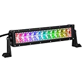 Nicoko 12inch 72w Spot Lights LED Light Bar with Chasing RGB Halo Strip remote&Bluetooth controlled Flashing Modes for atv Lights