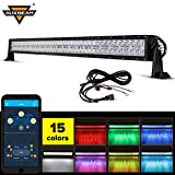Auxbeam Multi Color LED light bar 42 Inch V Series RGB LED Bar 5D by Bluetooth APP with Mounting Brackets & Wiring Harness for Off-road Jeep Truck ATV SUV Boat